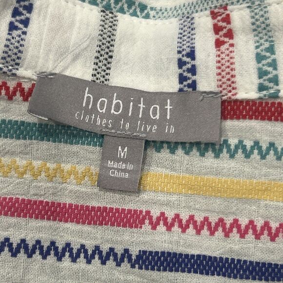 Habitat Button Up Shirt Womens Medium Wrap Around Fiesta Tunic Cotton Blend Top - Picture 6 of 10